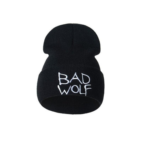 Image of Fashion Bad wolf Letters Embroidery Hat 2017 Winter Warm Caps For Men Women Solid Wool Knitted Unisex Hats Beanies