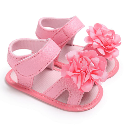 Image of Baby girls sandals flowers shoes summer Toddler Girl Crib Shoes Newborn Flower Soft Sole Anti-slip Baby girls Sandals