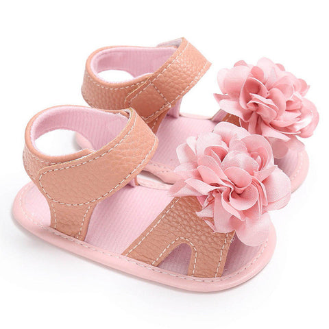 Image of Baby girls sandals flowers shoes summer Toddler Girl Crib Shoes Newborn Flower Soft Sole Anti-slip Baby girls Sandals