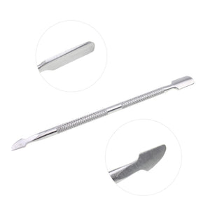 1pc Stainless Steel Cuticle Nail Brush Spoon Remover Manicure nail trainer hand Pedicure Care Nail Tools