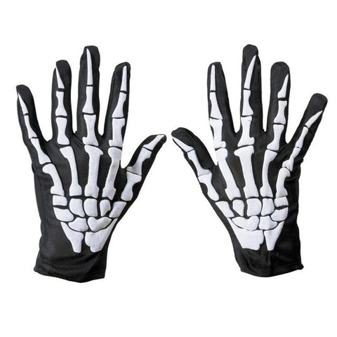 Image of 2017 Fashion New Halloween Skull Bone Skeleton Goth Racing Full Finger Gloves White Green luvas de inverno High Quality