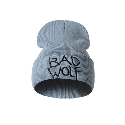 Image of Fashion Bad wolf Letters Embroidery Hat 2017 Winter Warm Caps For Men Women Solid Wool Knitted Unisex Hats Beanies