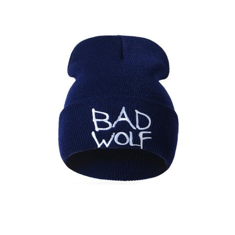 Image of Fashion Bad wolf Letters Embroidery Hat 2017 Winter Warm Caps For Men Women Solid Wool Knitted Unisex Hats Beanies