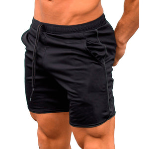 Quick Dry Shorts Men Summer Men's Casual Shorts Solid Fitness Man's Short With Pockets Straps Inside Trunks Beach Shorts 2018