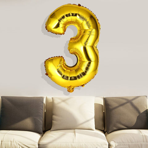 Image of 30 Inch Gold Foil Mylar Balloons for Wall Decoration Number Foil Balloons Digit Air Ballons Wedding Decor Event Party Supplies