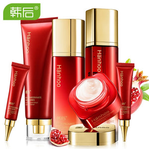 6pcs/set Face Care Moisturizing Fresh Red Pomegranate Facial Nourishing Whitening Antioxidant Cream Essence Lotion Set 2018 New